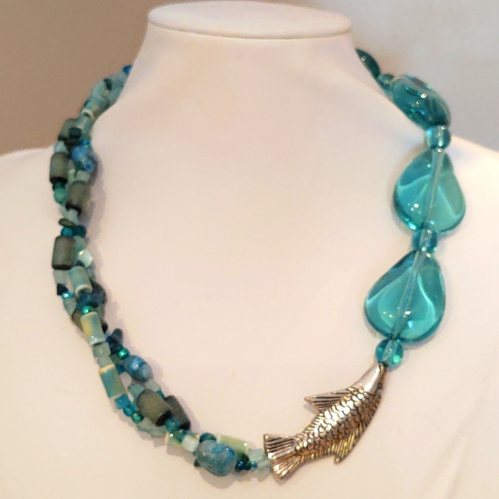 Custom Made Fish in the Ocean Necklace